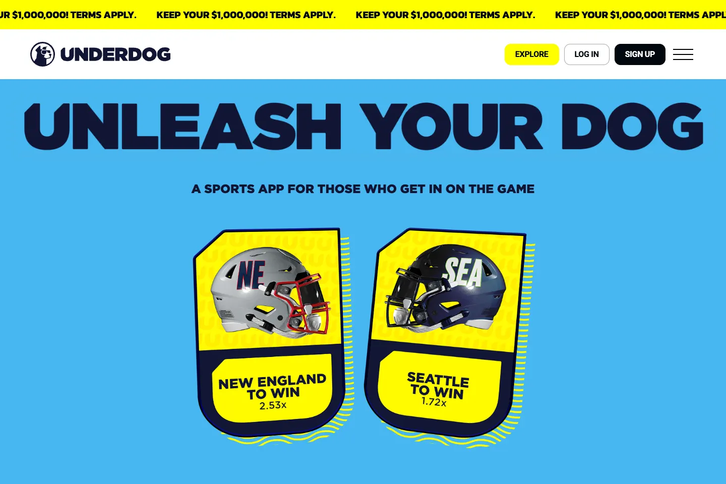 Underdog public website captured on 6 October 2026